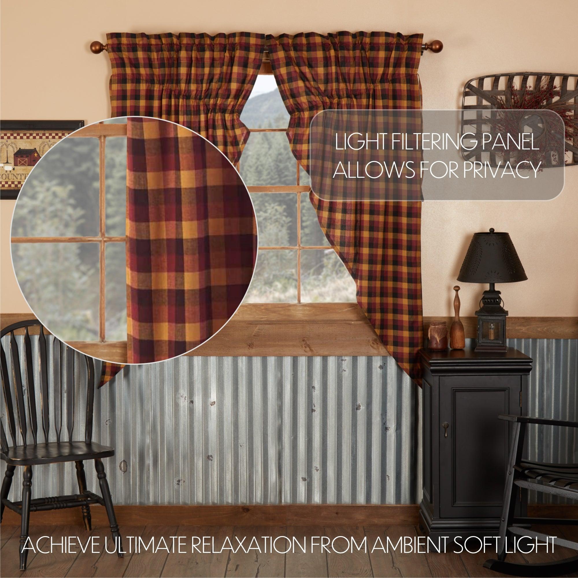 Heritage Farms Primitive Check Prairie Short Panel Curtain Set of 2 63x36x18 - The Fox Decor