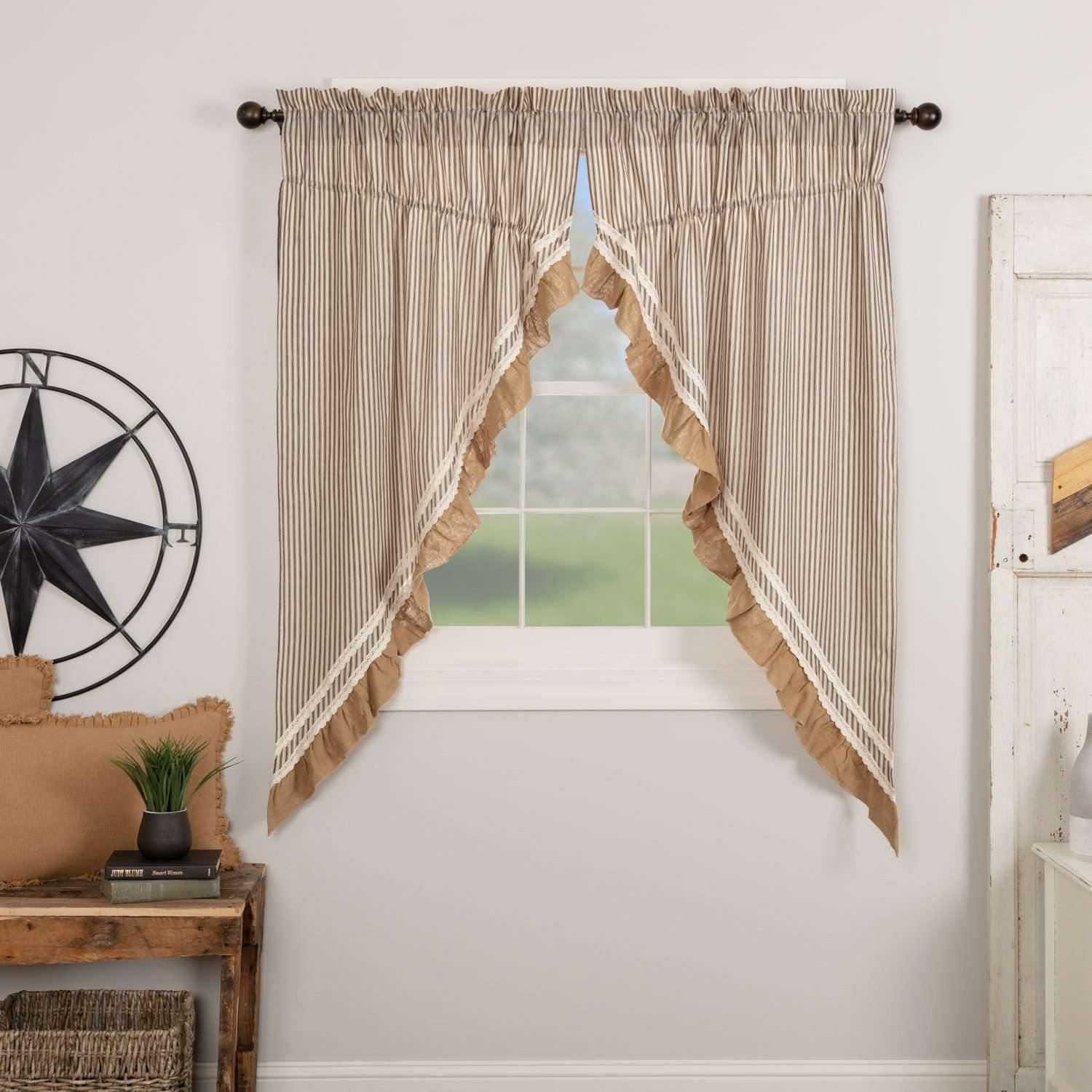 Kendra Stripe Black Prairie Short Panel Curtain Set of 2 63x36x18 - The Fox Decor