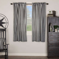 Thumbnail for Annie Buffalo Black Check Short Panel Curtain Set of 2 63