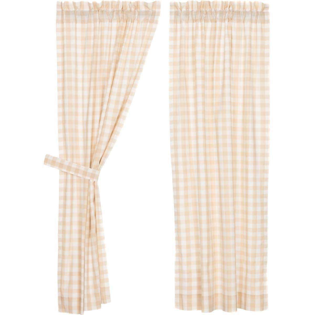 Annie Buffalo Tan Check Short Panel Curtain Set of 2 63