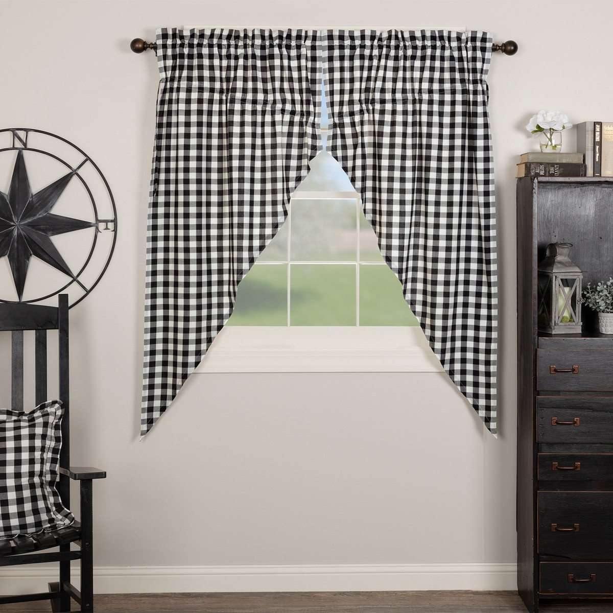 Annie Buffalo Black Check Prairie Short Panel Set of 2 63x36x18 VHC Brands - The Fox Decor