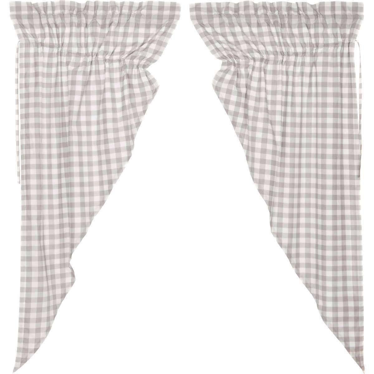 Annie Buffalo Grey Check Prairie Short Panel Set of 2 63x36x18 VHC Brands - The Fox Decor