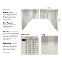 Thumbnail for Annie Buffalo Grey Check Swag Curtain Set of 2 36x36x16 - The Fox Decor