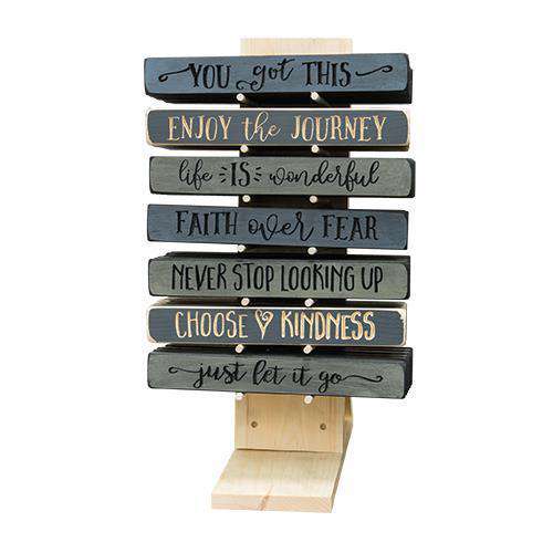 48 Piece Inspirational 12" Engraved Block Assortment With Display Rack - The Fox Decor