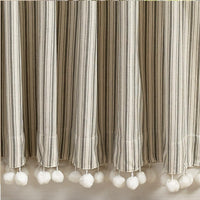 Ticking With Ball Fringe Single Panel - 56x84 - Park Designs - The Fox Decor