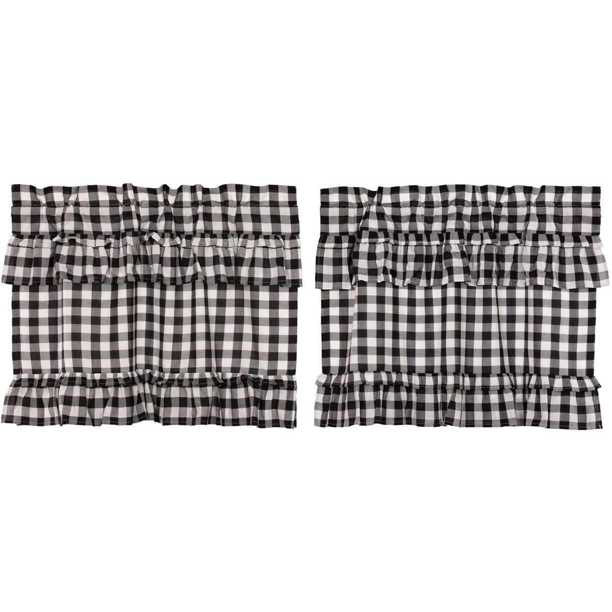 Annie Buffalo Black Check Ruffled Tier Curtain Set of 2 L24xW36 - The Fox Decor