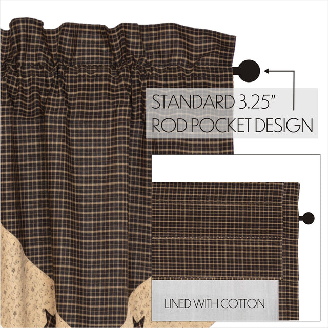 Kettle Grove Star Valance Curtain Country Black VHC Brands - The Fox Decor