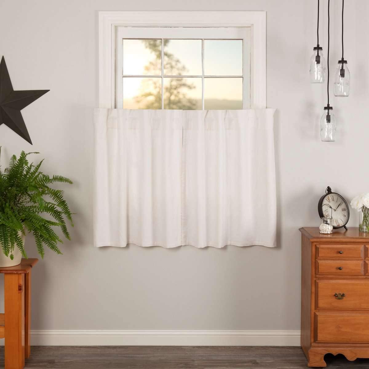 Simple Life Flax Antique White Tier Curtain Set of 2 L36xW36 VHC Brands - The Fox Decor