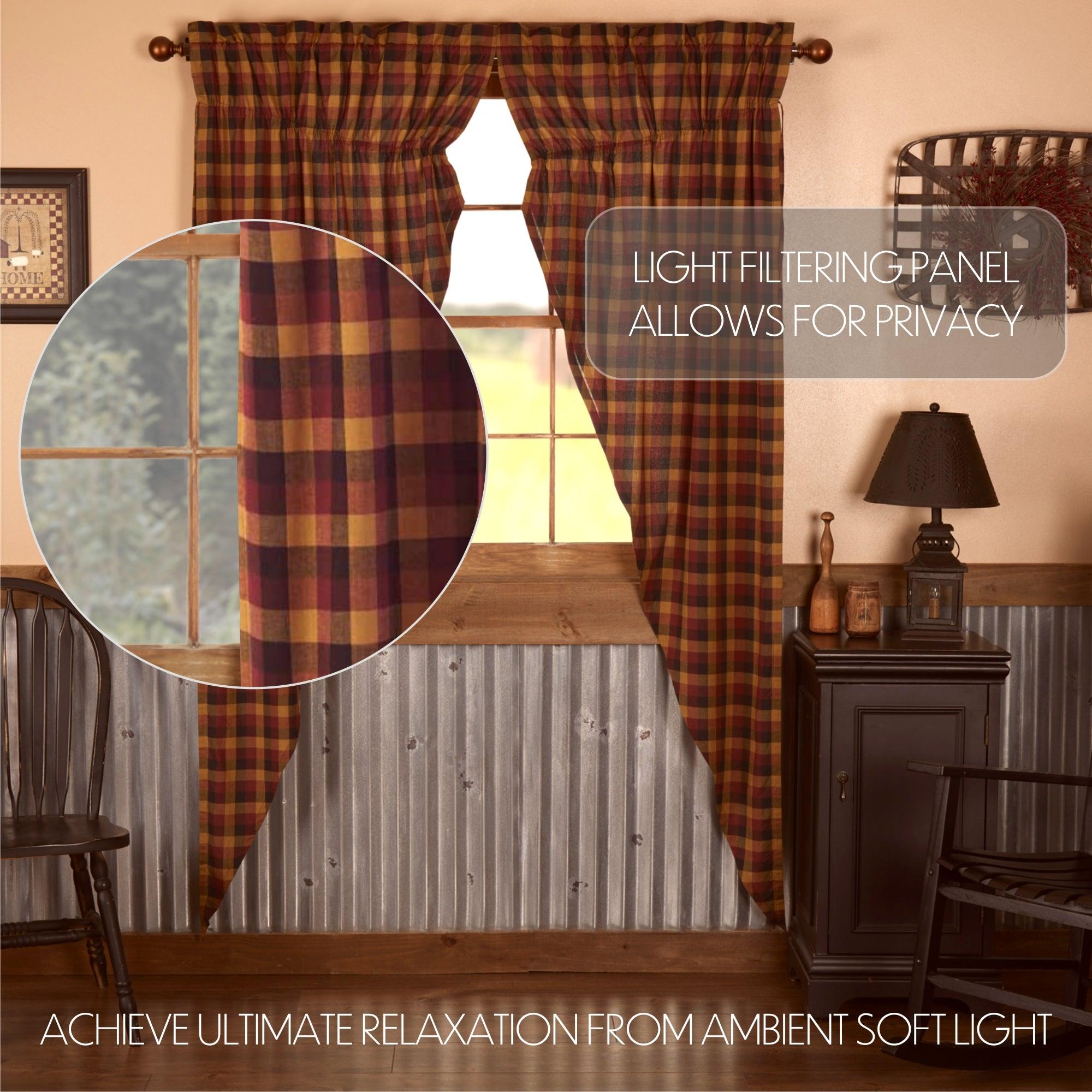 Heritage Farms Primitive Check Prairie Long Panel Set of 2 84x36x18 VHC Brands - The Fox Decor