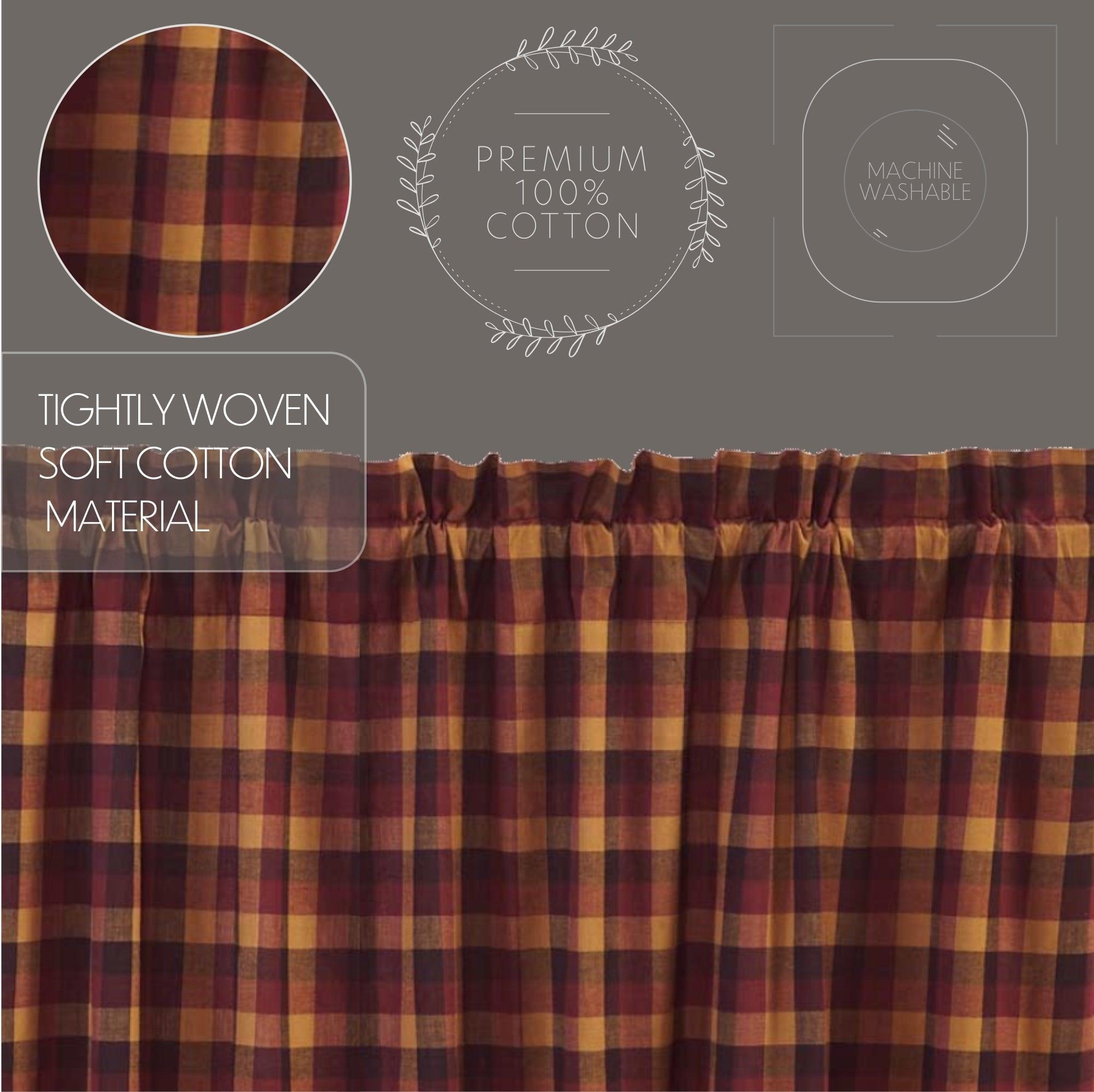 Heritage Farms Primitive Check Prairie Long Panel Set of 2 84x36x18 VHC Brands - The Fox Decor