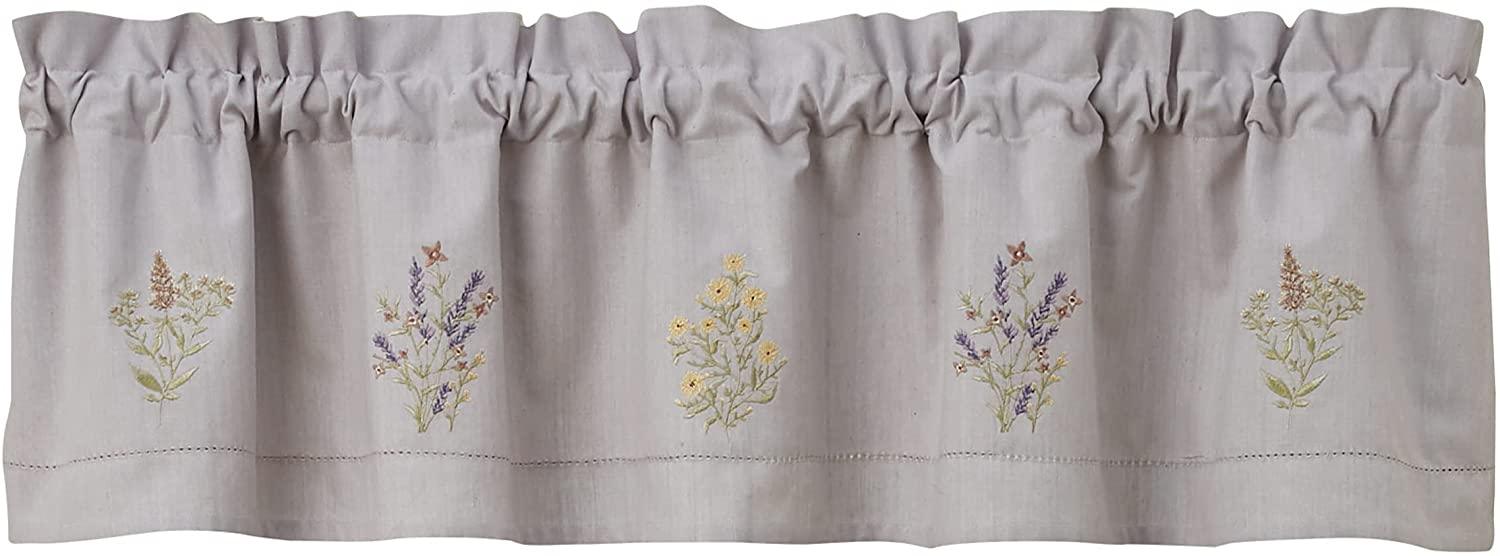 Flowers Embroidered Lined Valance 60'' x 14'' Park Designs - The Fox Decor