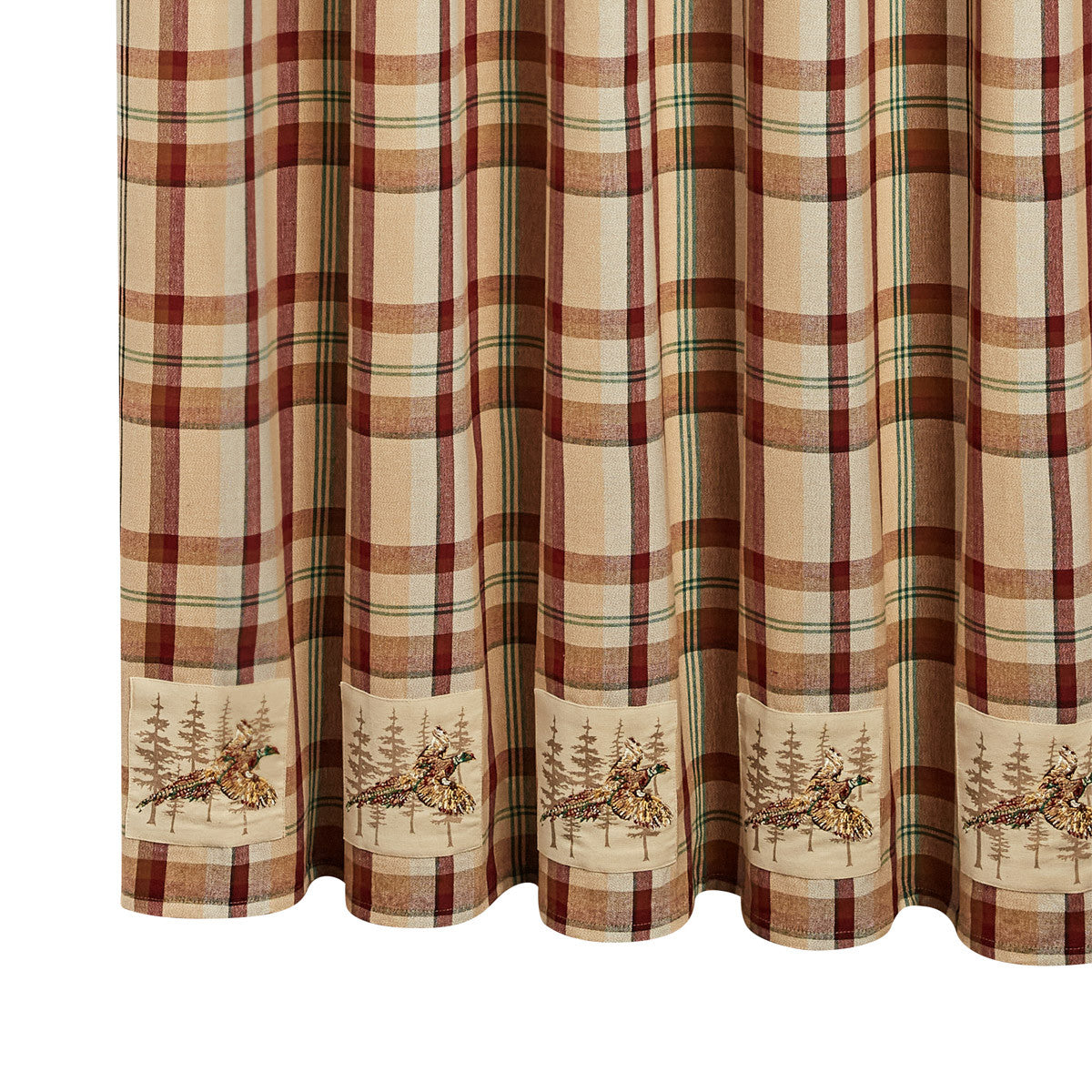 Gamekeeper Plaid Pheasant Patch Shower Curtain 72