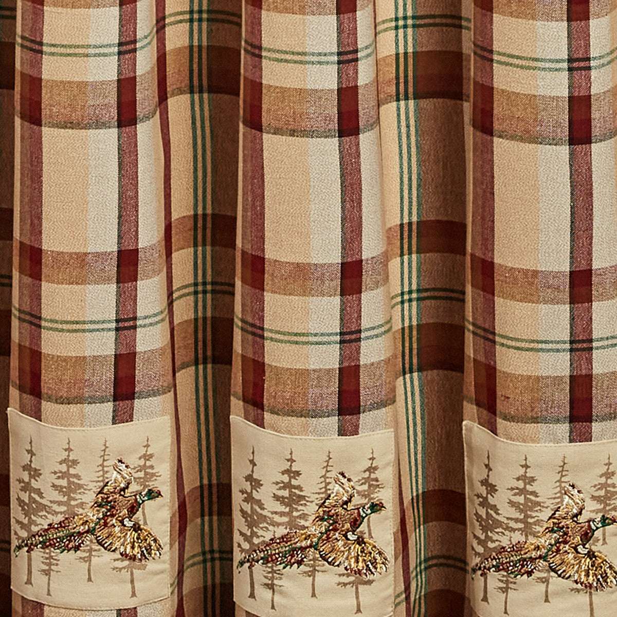 Gamekeeper Plaid Pheasant Patch Shower Curtain 72