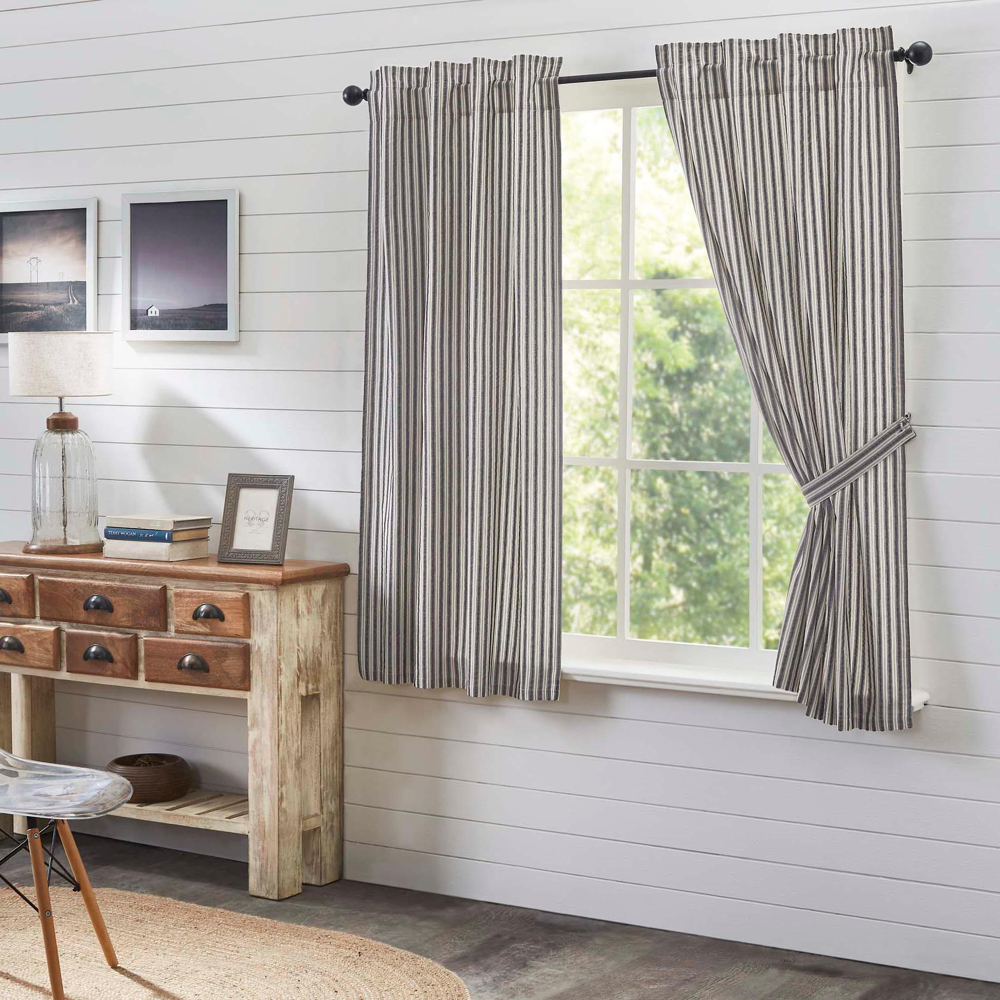Ashmont Ticking Stripe Short Panel Set of 2 63x36 VHC Brands - The Fox Decor