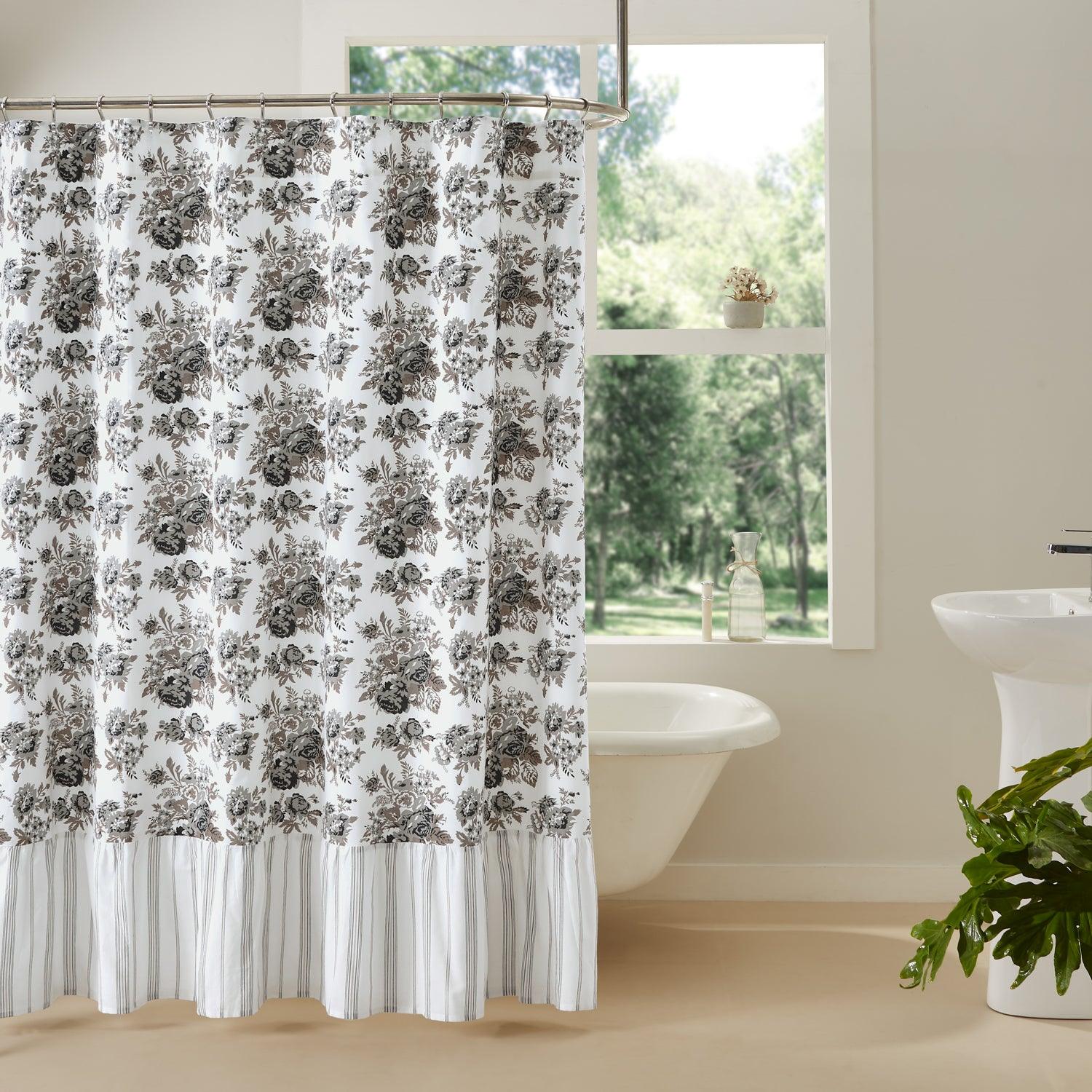 Annie Portabella Floral Ruffled Shower Curtain 72x72 VHC Brands - The Fox Decor