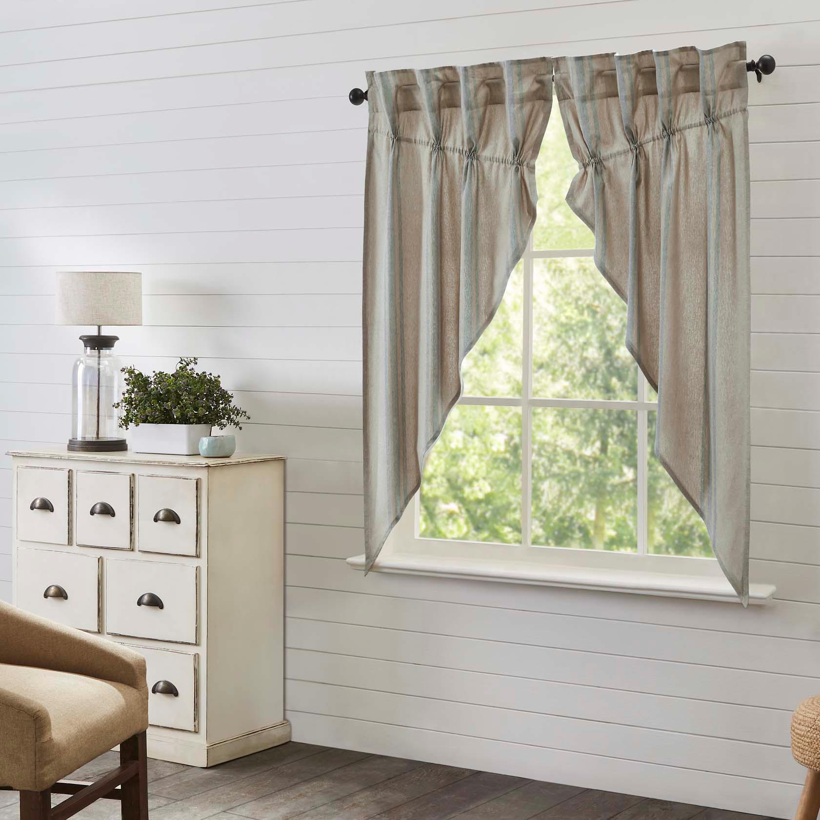 Grain Sack Blue Prairie Short Panel Set of 2 63x36x18 VHC Brands - The Fox Decor