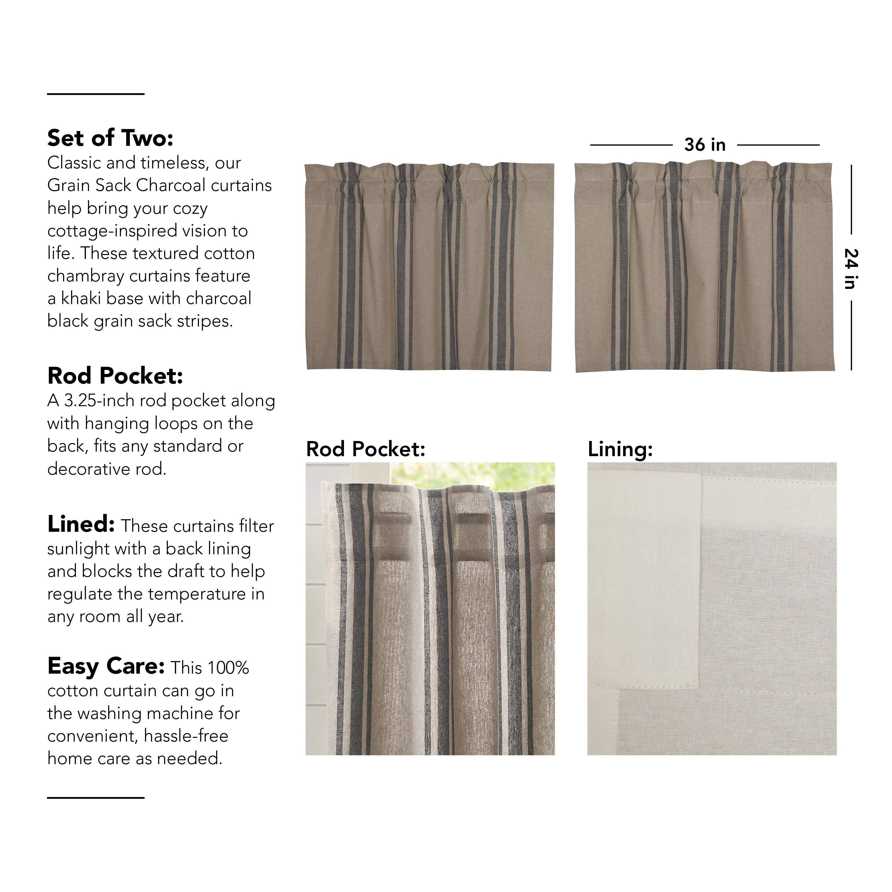 Grain Sack Charcoal Tier Set of 2 L24xW36 VHC Brands - The Fox Decor