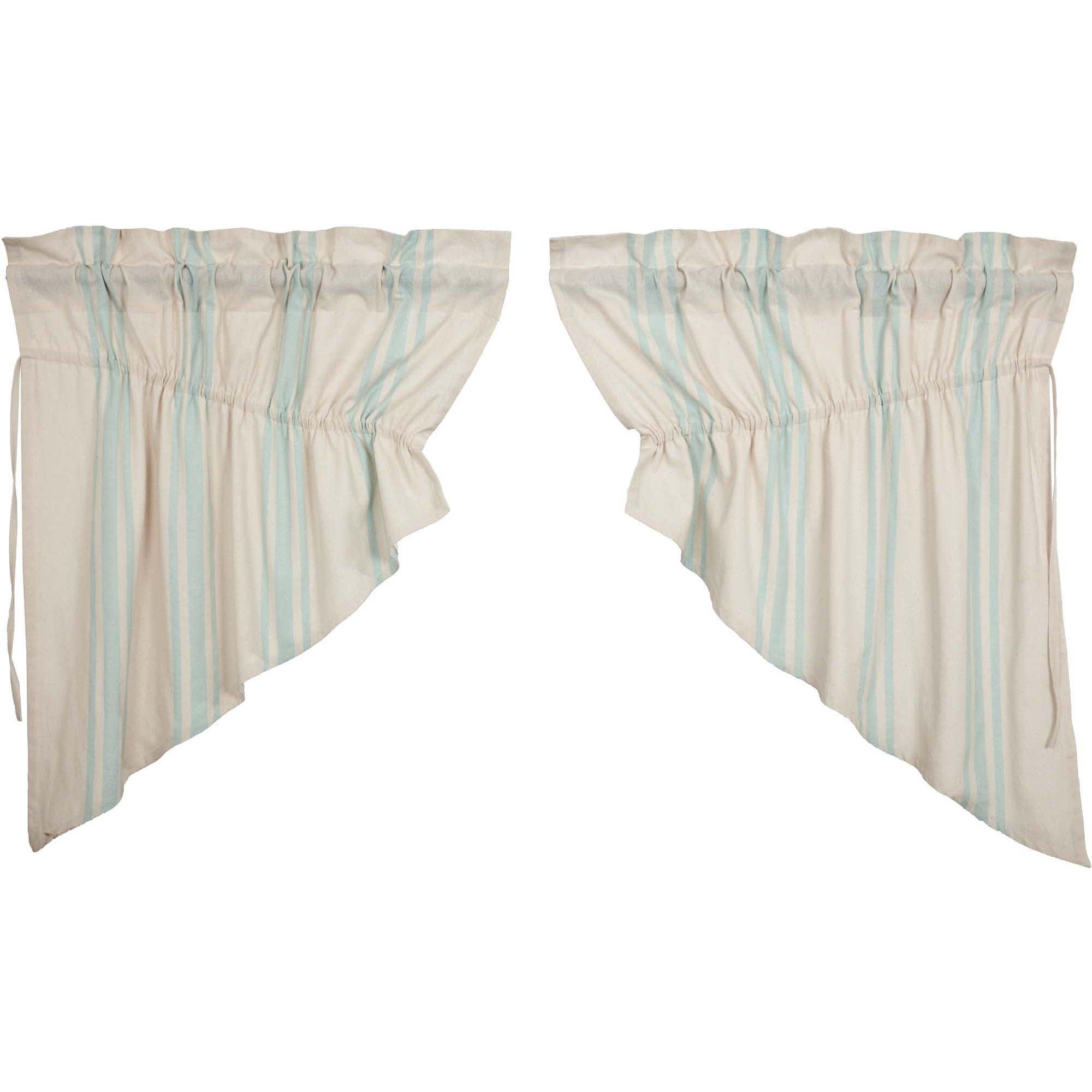 Grain Sack Aqua Prairie Swag Set of 2 36x36x18 VHC Brands - The Fox Decor