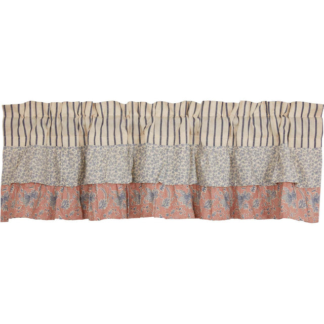 Kaila Ticking Blue Ruffled Valance 16x60 VHC Brands - The Fox Decor