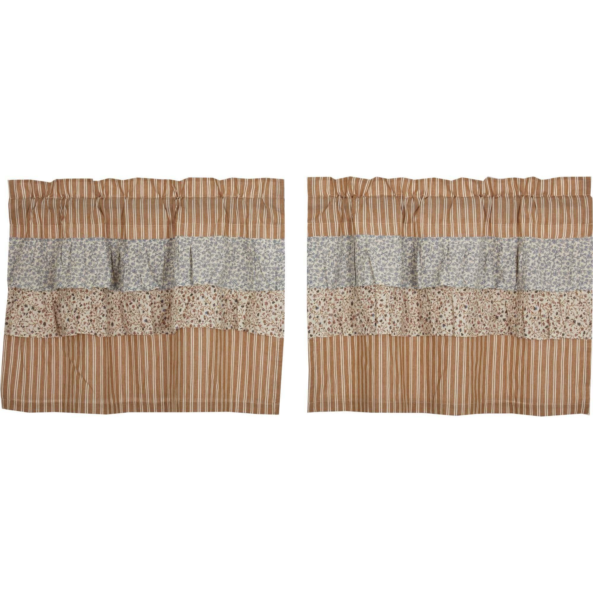 Kaila Ticking Gold Ruffled Tier Set of 2 L24xW36 VHC Brands - The Fox Decor