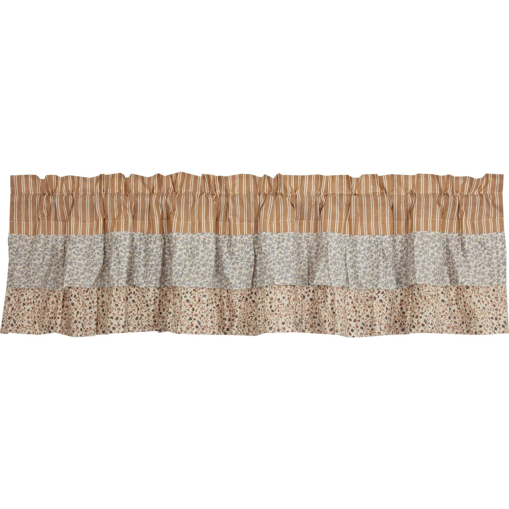 Kaila Ticking Gold Ruffled Valance 16x72 VHC Brands - The Fox Decor