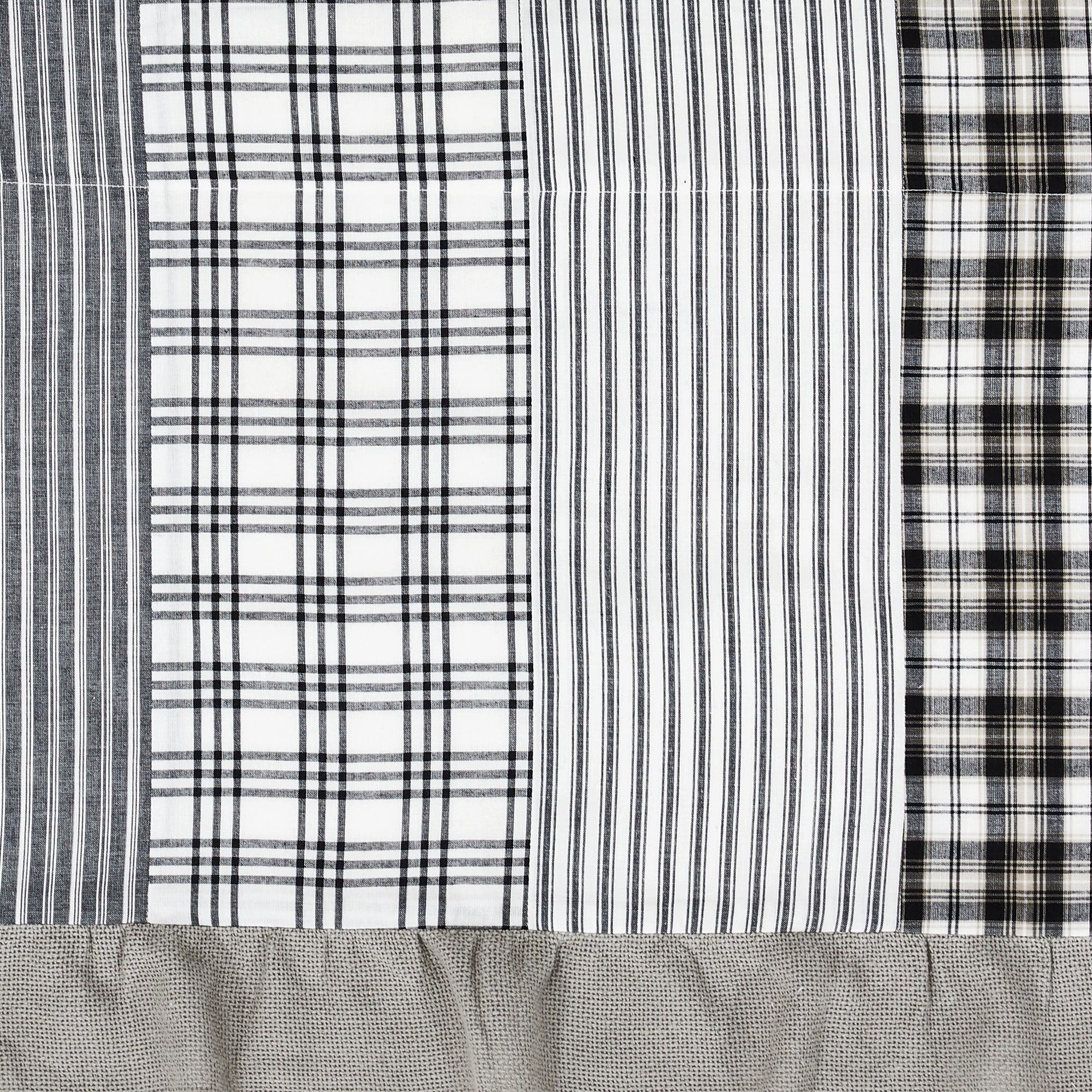 Sawyer Mill Black Short Panel with Attached Patchwork Valance Set of 2 63x36 VHC Brands - The Fox Decor