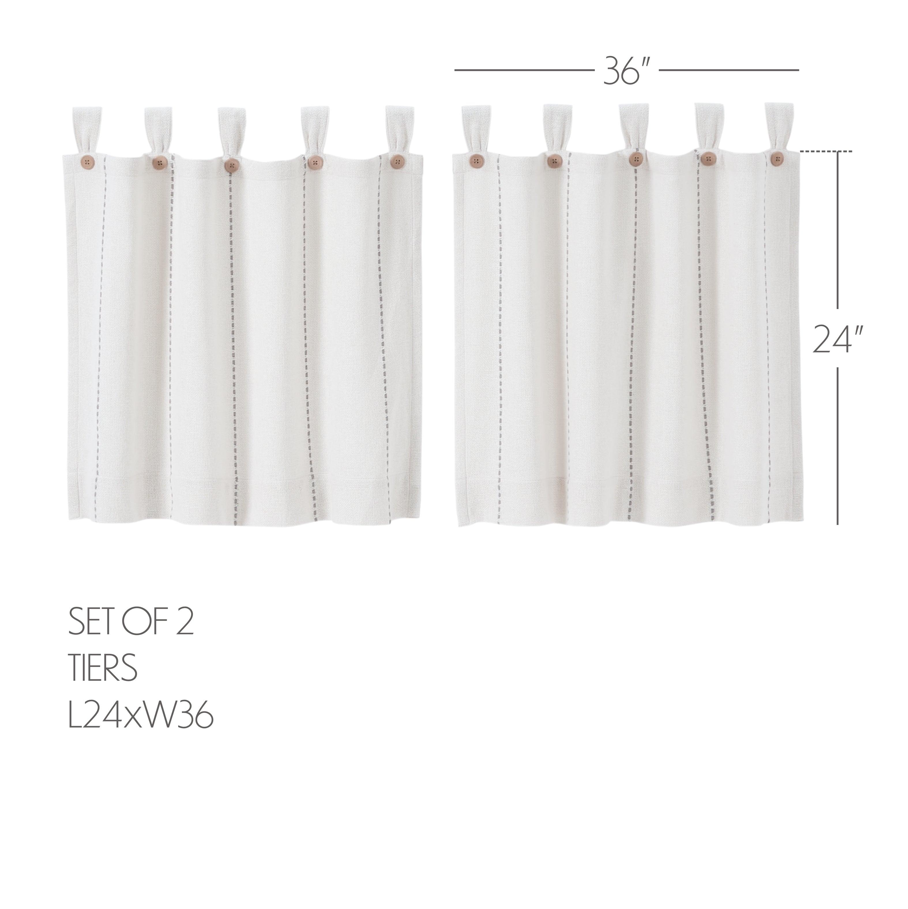 Stitched Burlap White Tier Curtain Set of 2 L24xW36 - The Fox Decor
