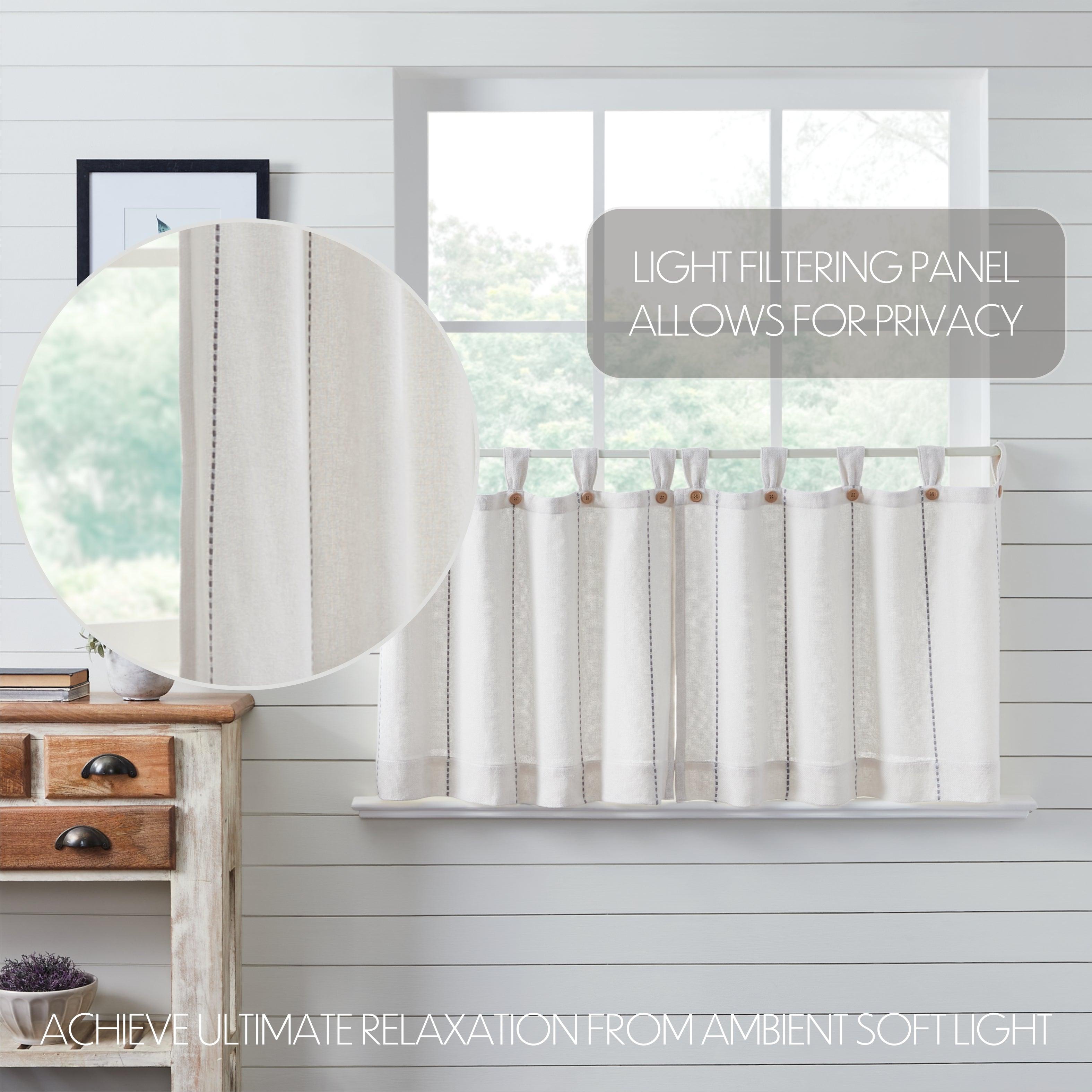 Stitched Burlap White Tier Curtain Set of 2 L24xW36 - The Fox Decor