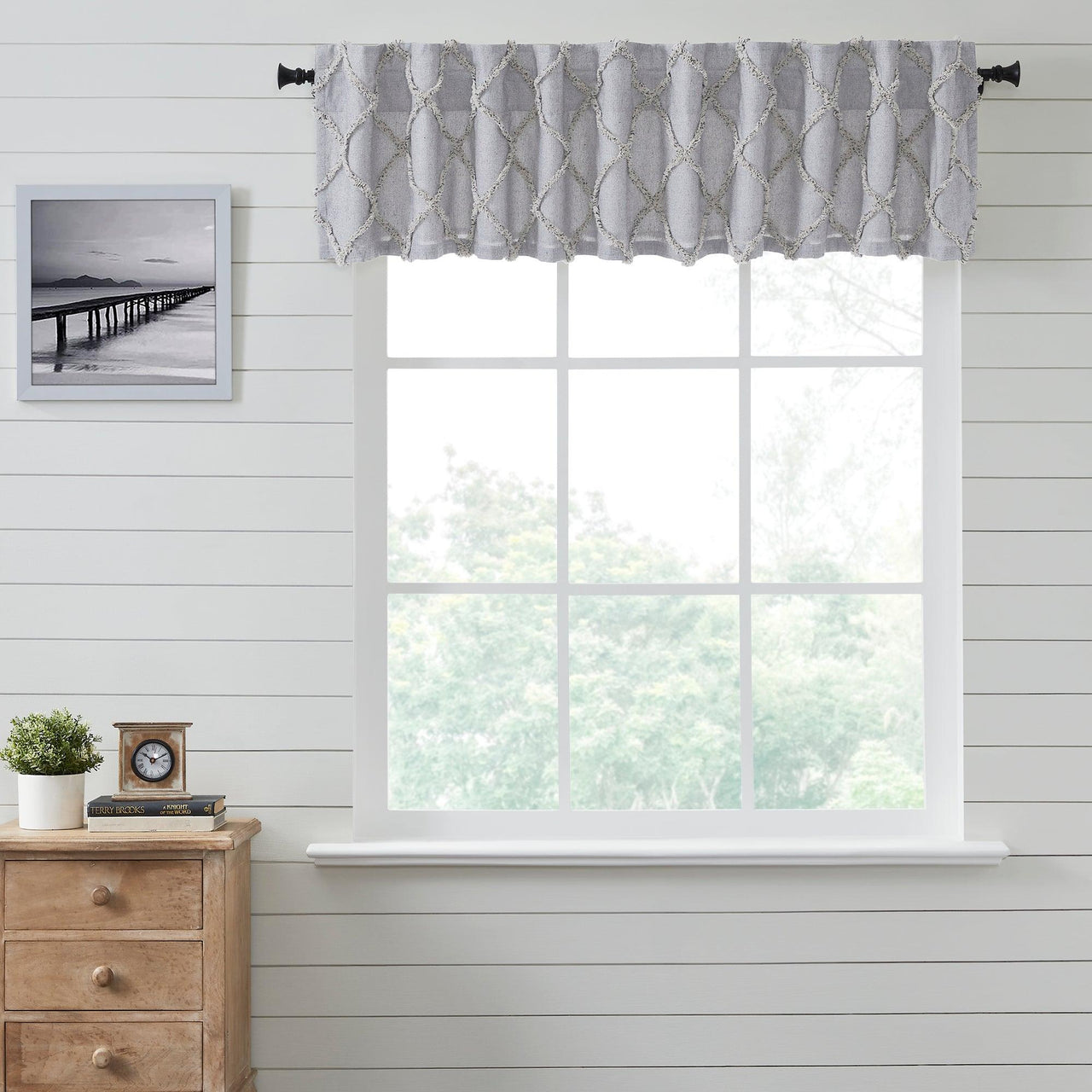 Frayed Lattice Creme & Black Valance 16x90 VHC Brands - The Fox Decor