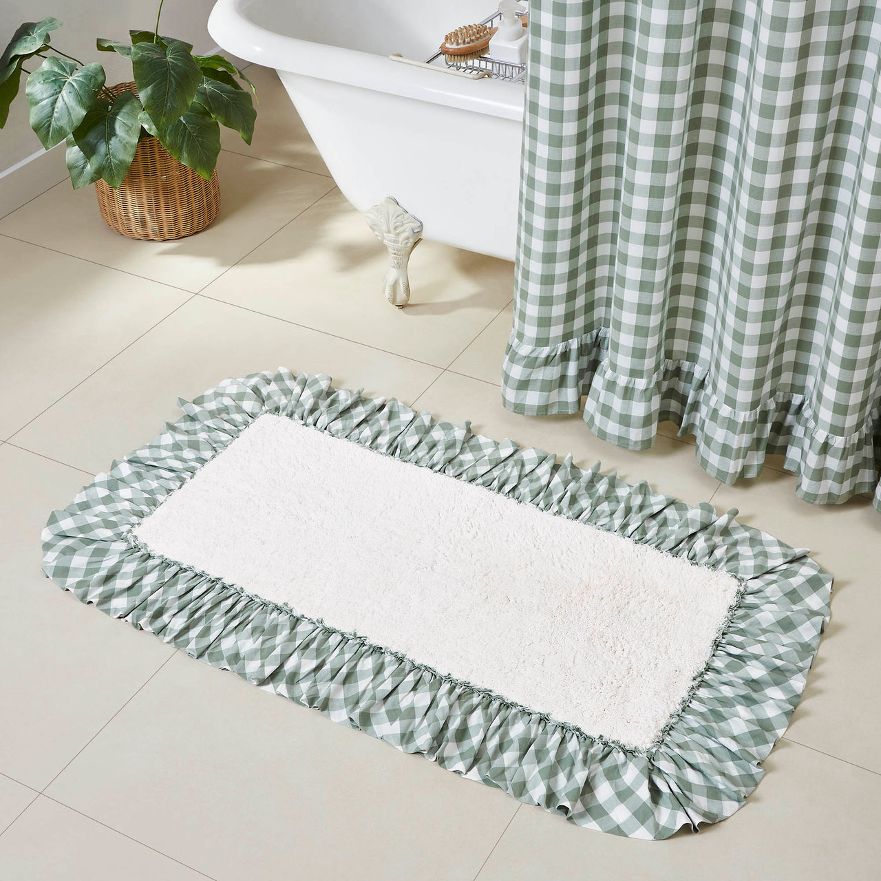 Annie Buffalo Green Check Bathmat 27" x 48" VHC Brands