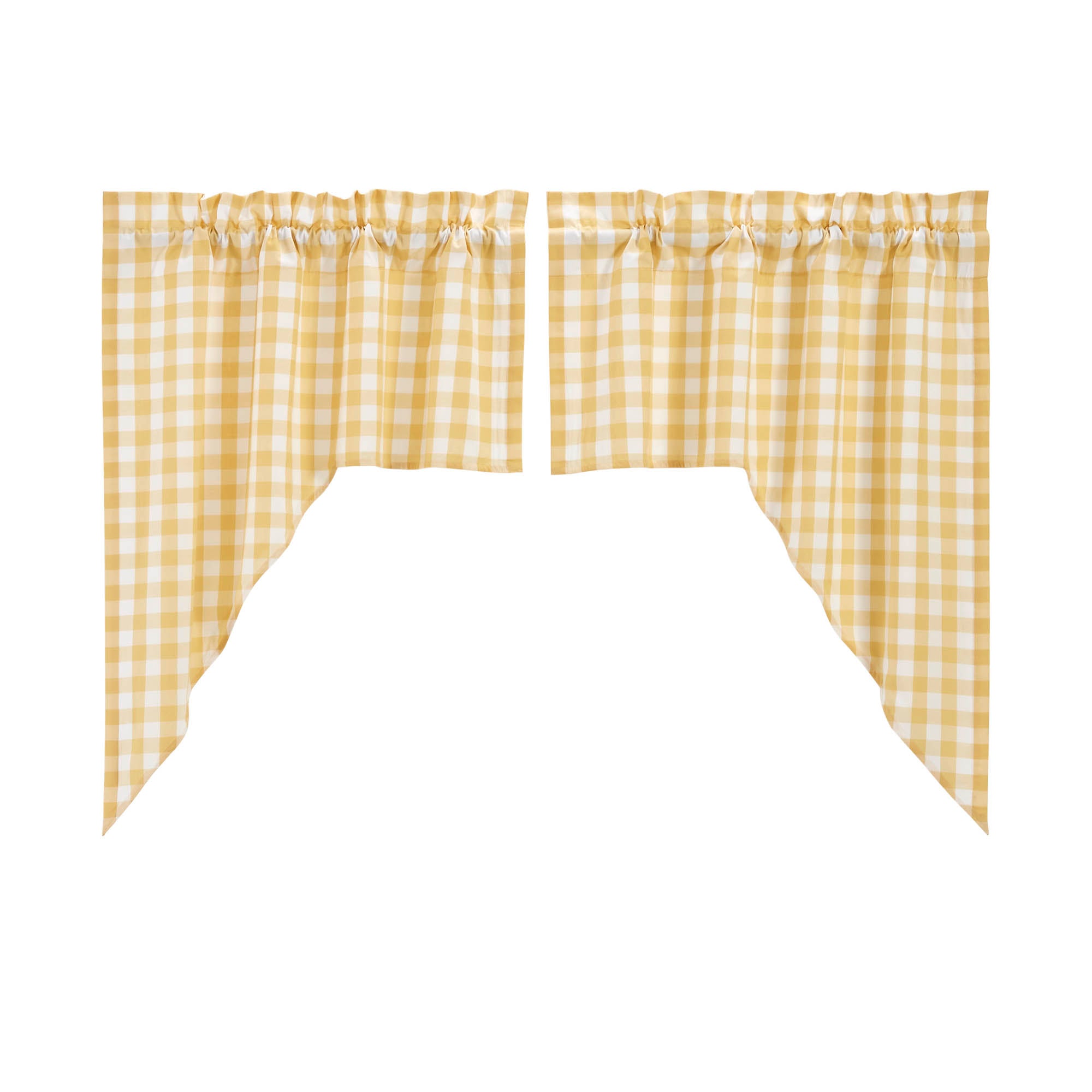 Annie Buffalo Yellow Check Swag Curtain Set of 2 36x36x16 VHC Brands