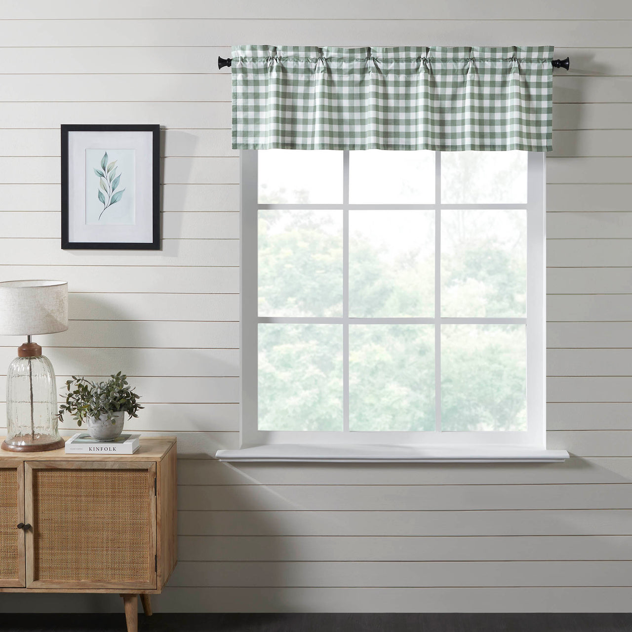 Annie Buffalo Green Check Valance Curtain 16"x60" VHC Brands - The Fox Decor