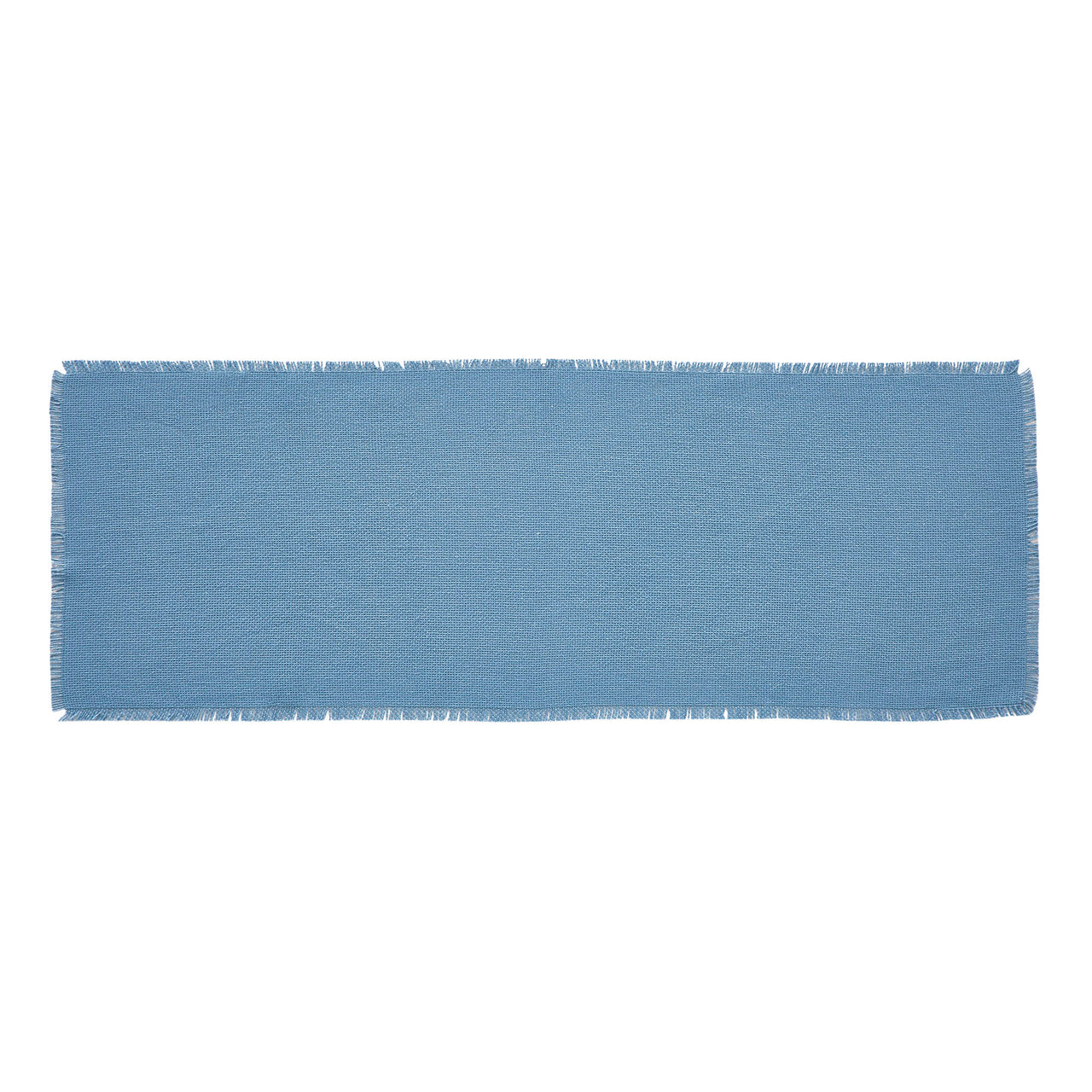 Burlap Blue Table Runner Fringed 12"x36" VHC Brands