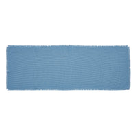 Thumbnail for Burlap Blue Table Runner Fringed 12