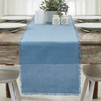 Thumbnail for Burlap Blue Table Runner Fringed 12