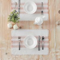 Antique White Stripe Coral Indoor/Outdoor Placemat Set of 6 13x19 VHC Brands - The Fox Decor
