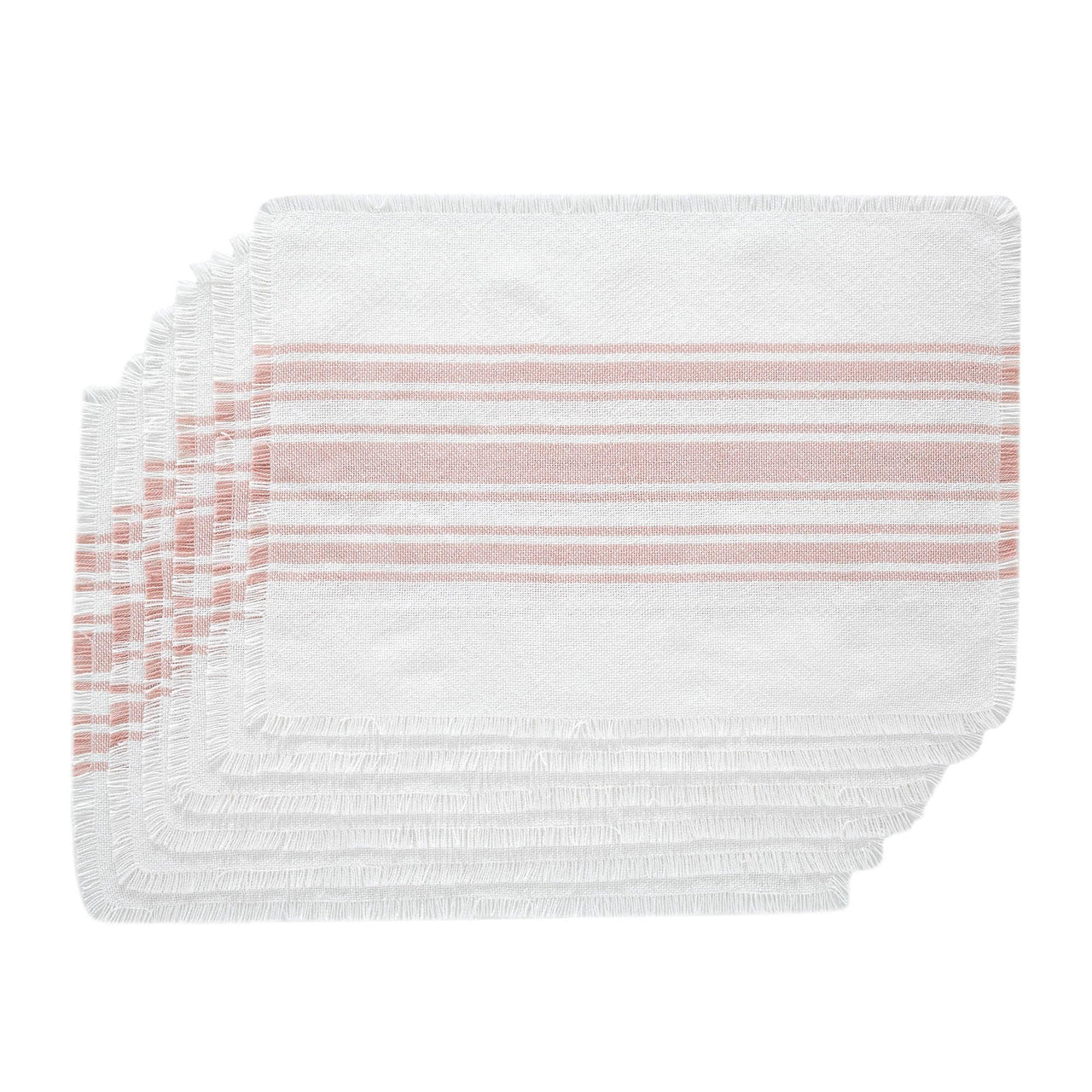 Antique White Stripe Coral Indoor/Outdoor Placemat Set of 6 13x19 VHC Brands - The Fox Decor