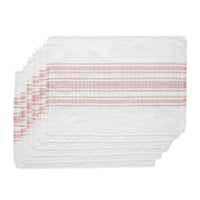 Antique White Stripe Coral Indoor/Outdoor Placemat Set of 6 13x19 VHC Brands - The Fox Decor