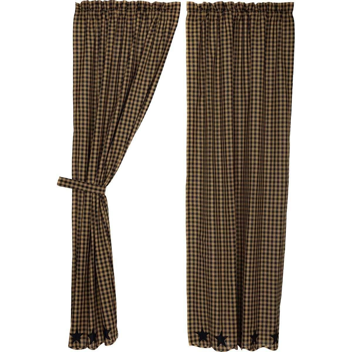 Black Star Scalloped Panel Curtain Set of 2 84x40 - The Fox Decor