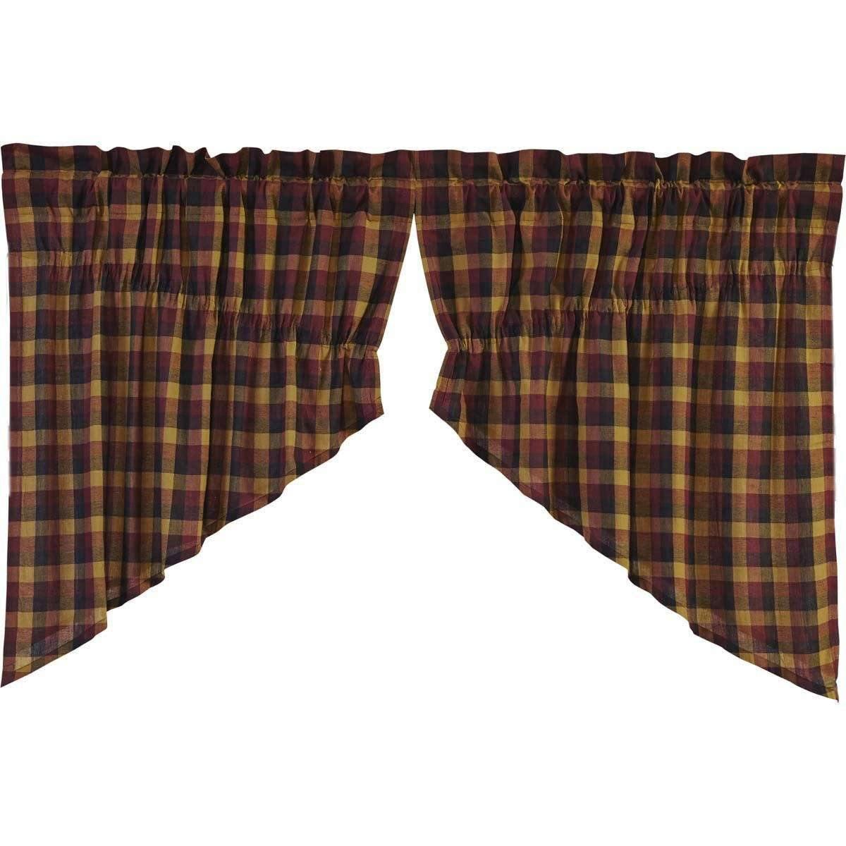 Heritage Farms Primitive Check Prairie Swag Curtain Set of 2 36x36x18 VHC Brands - The Fox Decor