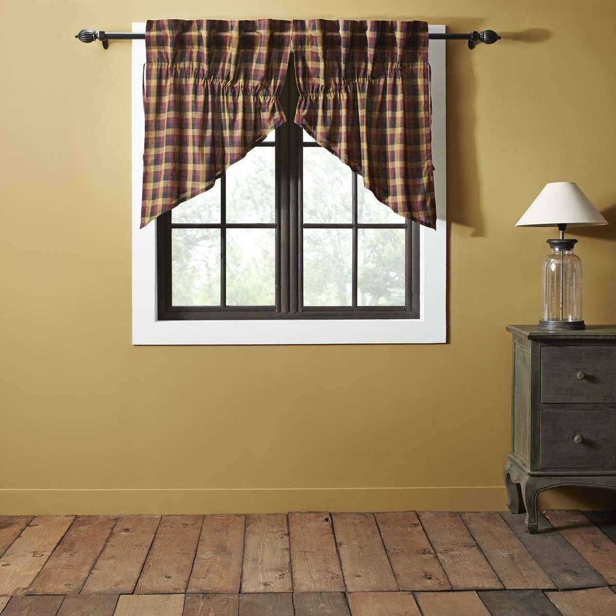 Heritage Farms Primitive Check Prairie Swag Curtain Set of 2 36x36x18 VHC Brands - The Fox Decor