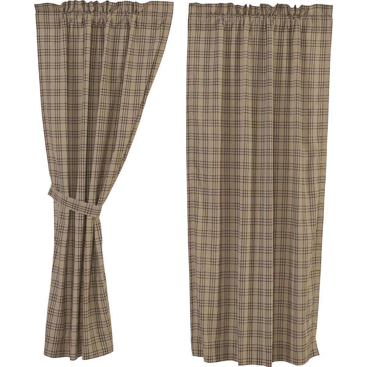 Sawyer Mill Charcoal Plaid Short Panel Country Curtain Set of 2 63
