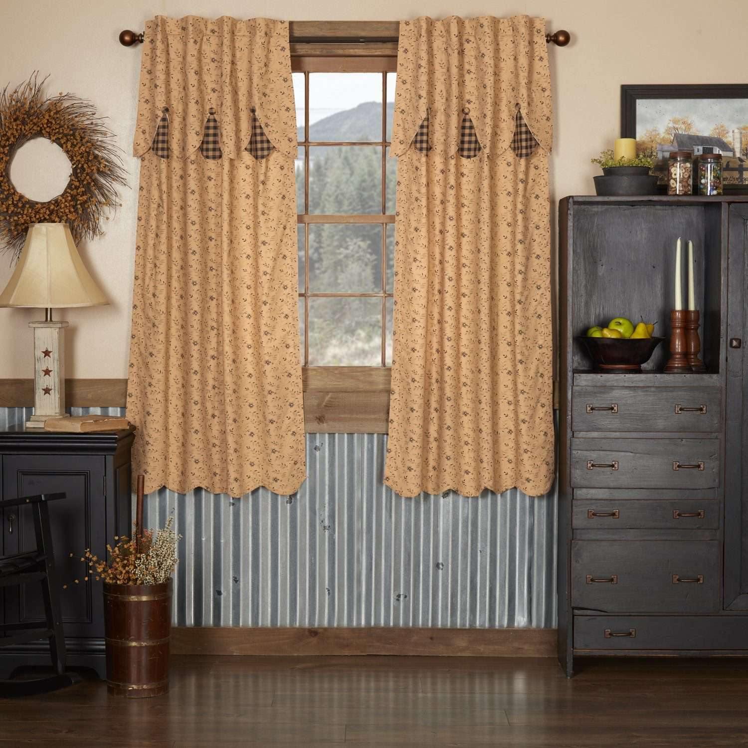 Maisie Short Panel Curtain Curtain Attached Scalloped Layered Valance Set of 2 63x36 - The Fox Decor