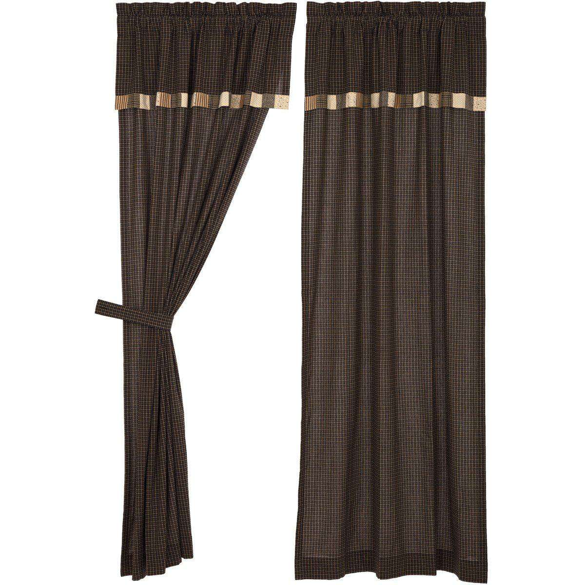 Kettle Grove Panel Curtain with Attached Valance Block Border Set of 2 84