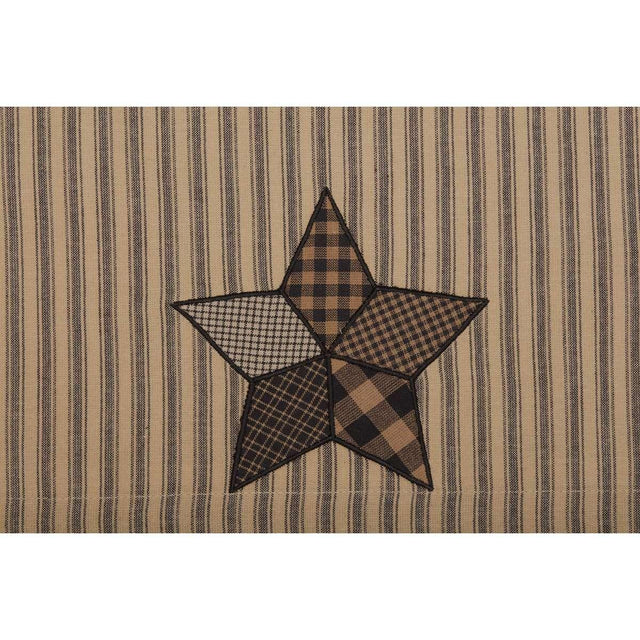 Farmhouse Star Applique Valance Raven, Creme, Charcoal Grey - The Fox Decor