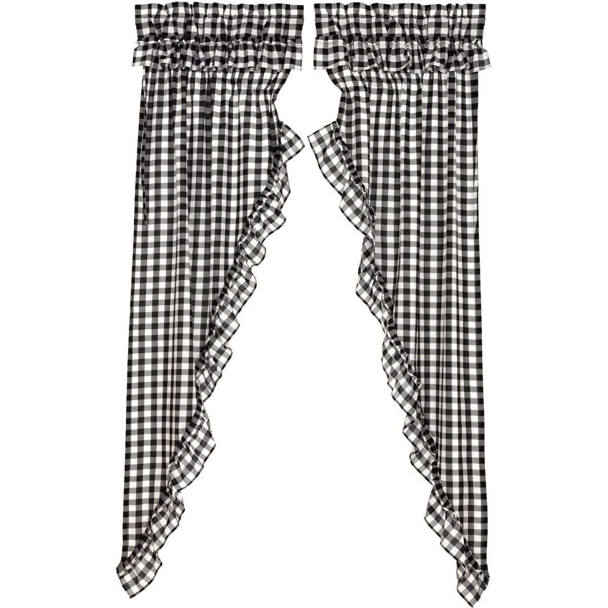 Annie Buffalo Black Check Ruffled Prairie Long Panel Curtain Set of 2 - The Fox Decor