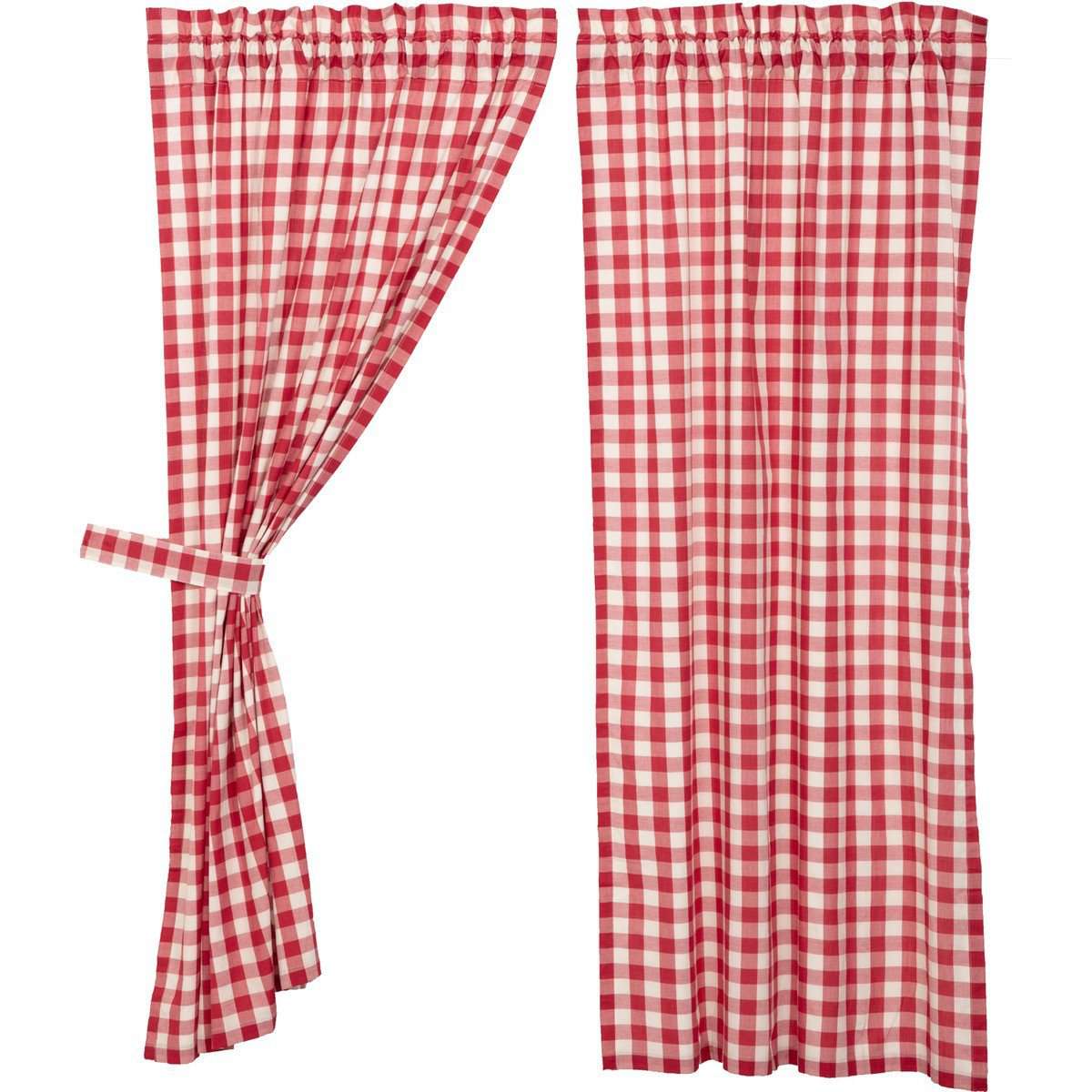 Annie Buffalo Red Check Short Panel Curtain Set of 2 63