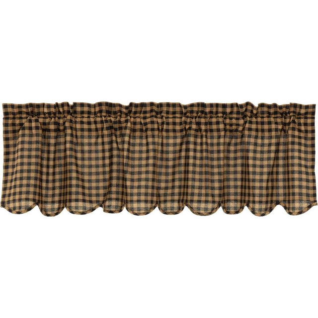 Black Check Scalloped Valance Curtain 16x60 VHC Brands - The Fox Decor