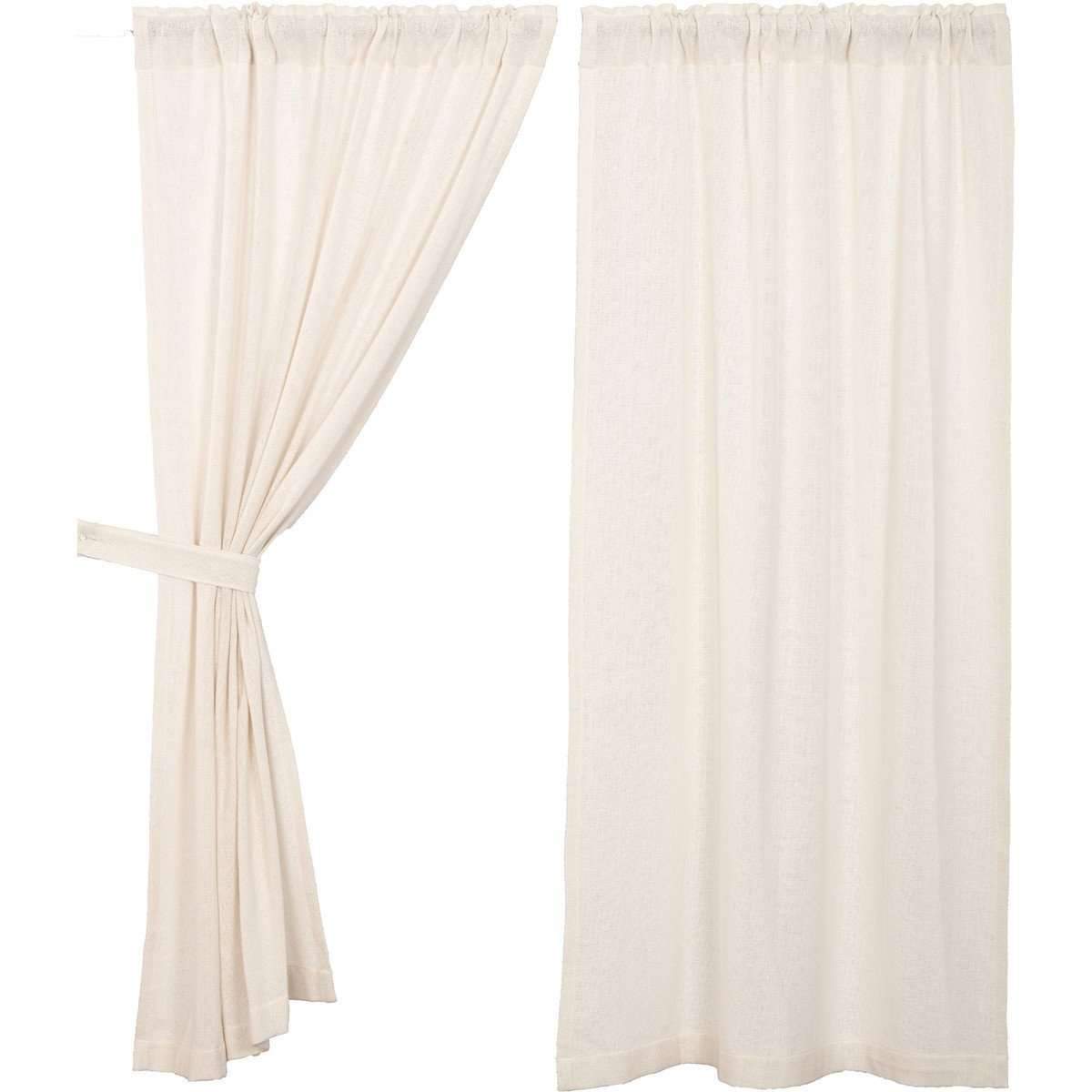 Burlap Antique White Short Panel Curtain Set of 2 63