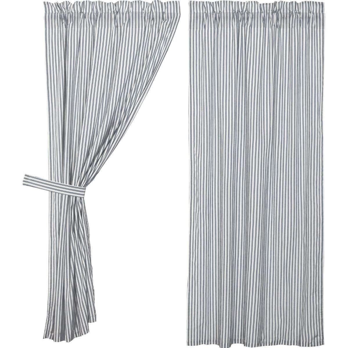 Sawyer Mill Blue Ticking Stripe Short Panel Curtain Set of 2 63